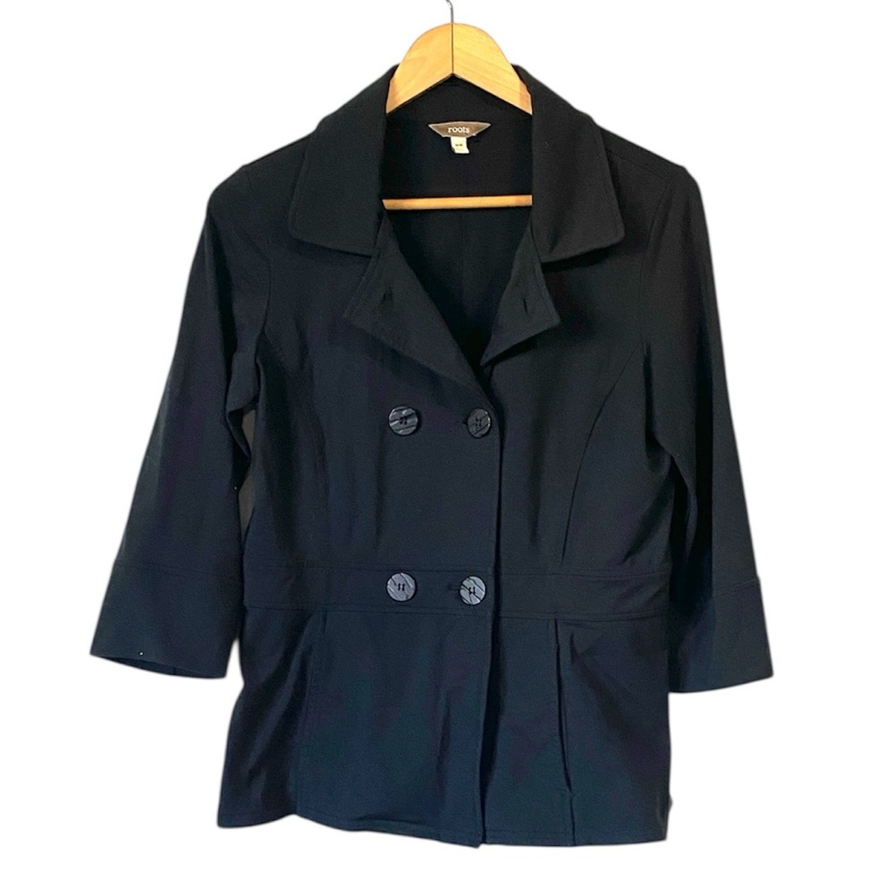 Roots Classic Black double breast blazer jacket size Medium